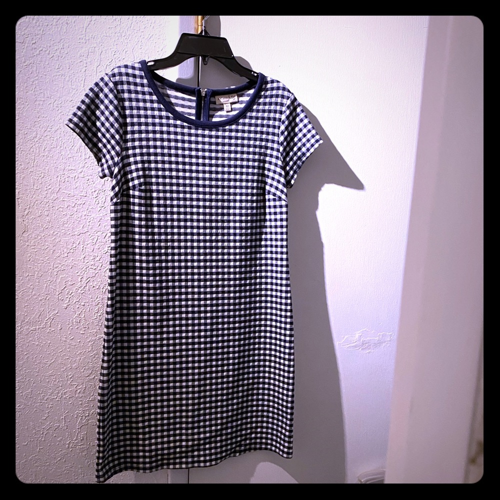 2/$29 Maison Jules navy checkered dress XS